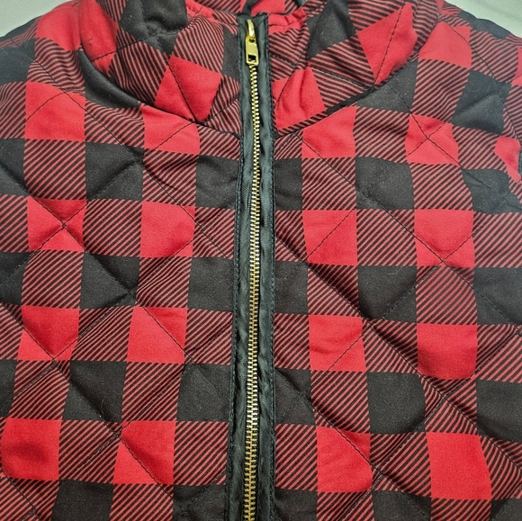 Si Style Womens Red Buffalo Plaid Full Zipper Vest With Side Pockets Size Large - Picture 3 of 9